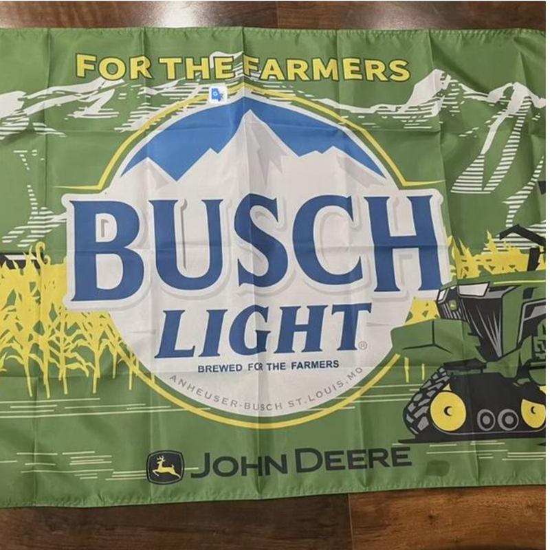 John Deere Busch Light 9RX Flag Banner for Garage, Man Cave, Bedroom, Living Room, Home Decor, Funny Gift for Friends, BFF, College, Outdoor Room