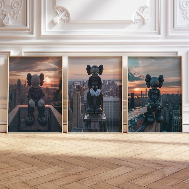 Hypebeast Poster, set of 3, Printable KAWS Graffiti Poster