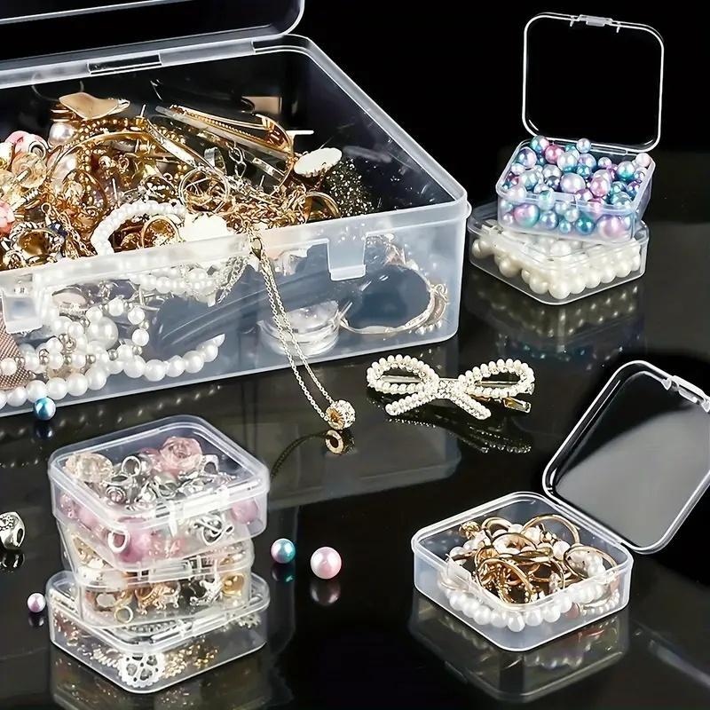 Multi-grids Clear Storage Box Set, 15pcs Mini Transparent Storage Box with 1 Storage Case, Portable Storage Organizer for Hair Jewelry Necklace Ring, Home Organizer