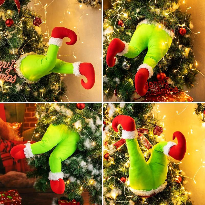 Christmas Elf Legs Tree Decorations - Christmas Tree Decor Elf Stuffed Leg Grinch Decorations Poseable Plush Legs for Tree Ornaments Party Decorations christmas decorations