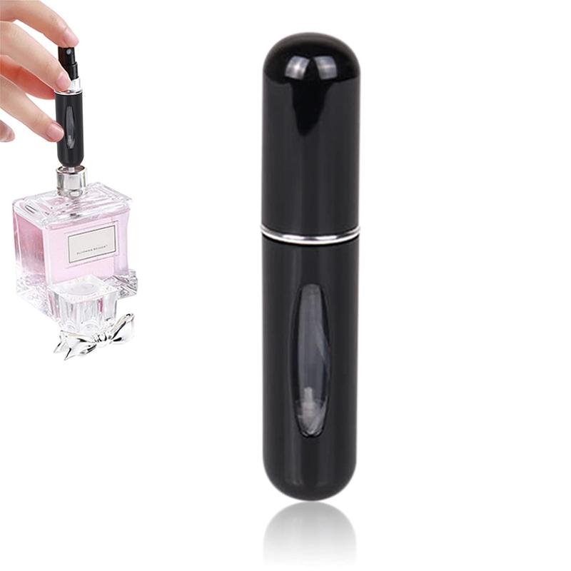 Travel Mini Perfume Refillable Atomizer - Portable Perfume Cologne Spray Container Bottle - Travel Perfume Scent Pump Case Fragrance Empty Spray Bottle for Traveling and Outgoing 5ml (Black)