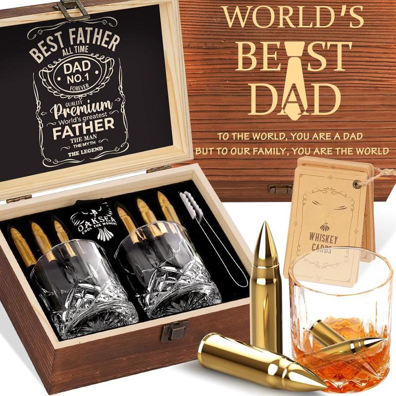 Gifts for Men, Dad Birthday Gifts from Daughter Son Wife, Engraved World's  Dad  Stones Glasses Set, Cool    Set Gifts