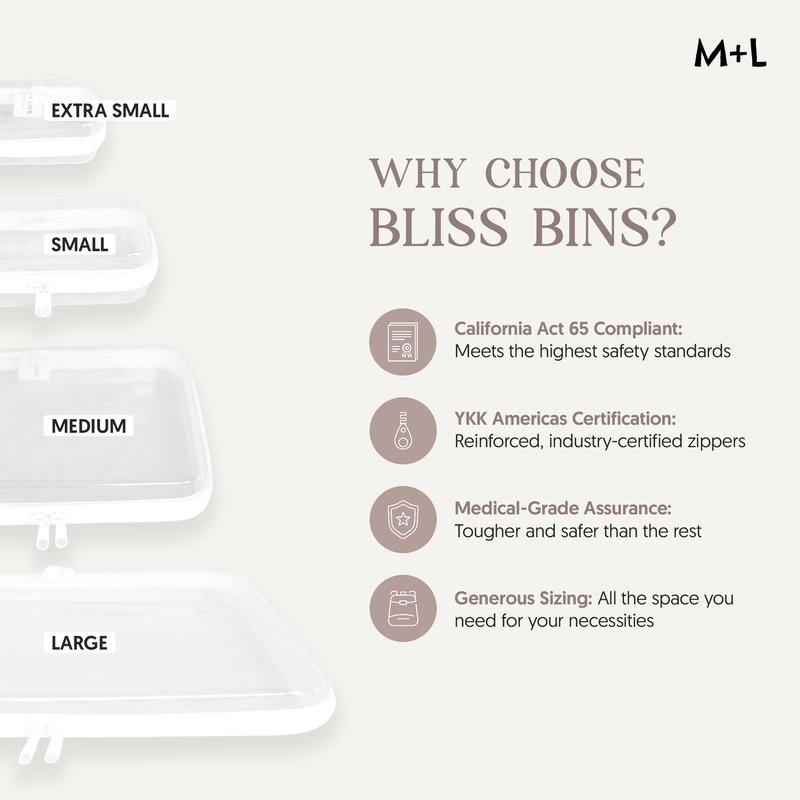 Maple + Lark Bliss Bin Organizational Clear Containers, 2 Pack, Viral Zippered Storage Containers, Available in 3 sizes Basket Boxes Organizer, Plastic Box Cabinet