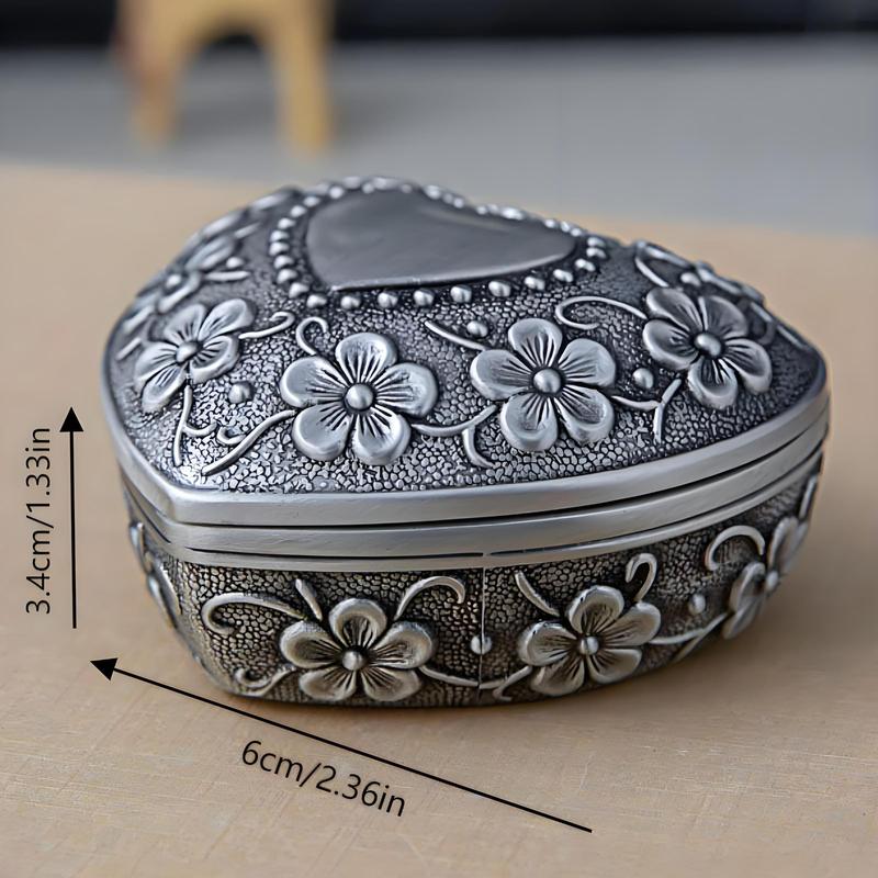 Vintage Heart Shaped Jewelry Storage Box, 1 Count Exquisite Jewelry Organizer, Jewelry Storage Box for Necklace, Earrings & Ring