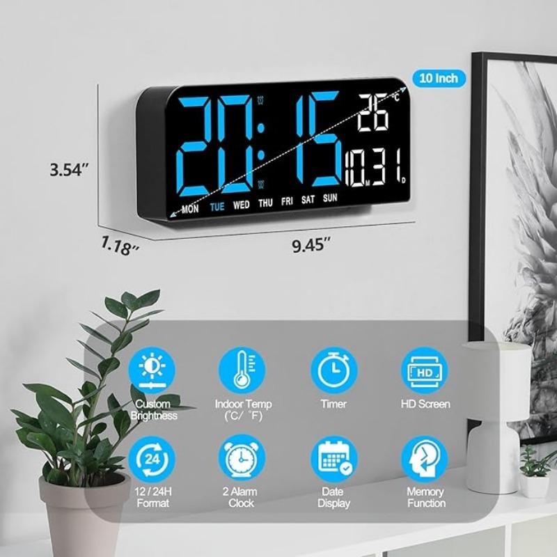 Large LED Digital Wall Clock Decorative, 10