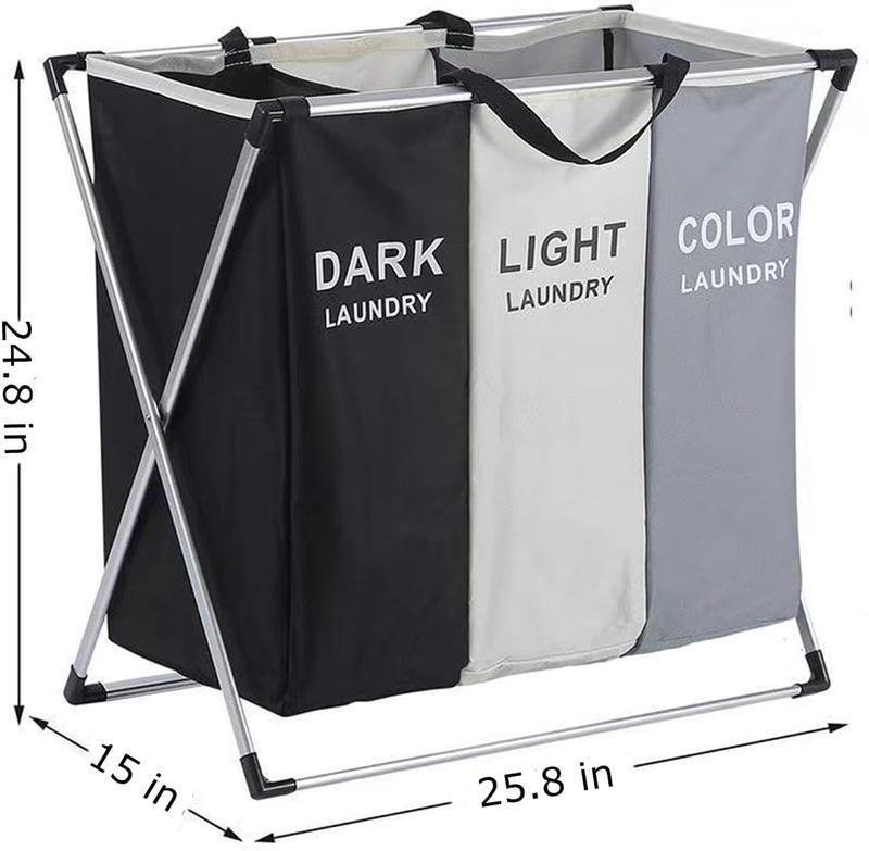 Large 3 Section Laundry Basket180L Freestanding Laundry Hamper,Colapsible Tall Clothes Hamper with Handles for Clothes Tovs in the Dorm & Family Closet Storage and Organizer,Thanksgiving, ChristmasGifts.