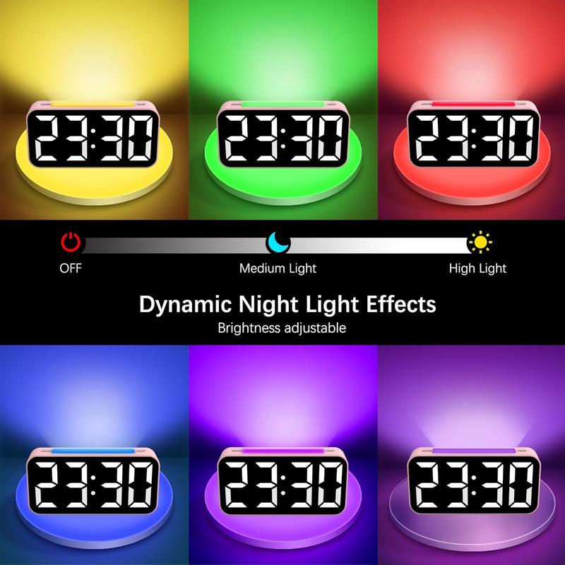 Loud  Clocks for Bedrooms Heavy Sleepers, Digital Clock with Night Light, Large Display, Dual , Snooze, Dimmable Bedside  Clock for  Teens Boys Girls