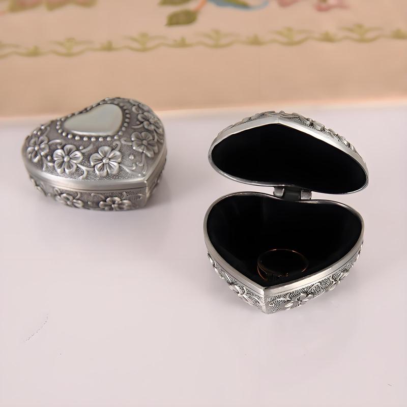 Vintage Heart Shaped Jewelry Storage Box, 1 Count Exquisite Jewelry Organizer, Jewelry Storage Box for Necklace, Earrings & Ring