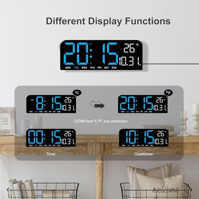 Large LED Digital Wall Clock Decorative, 10