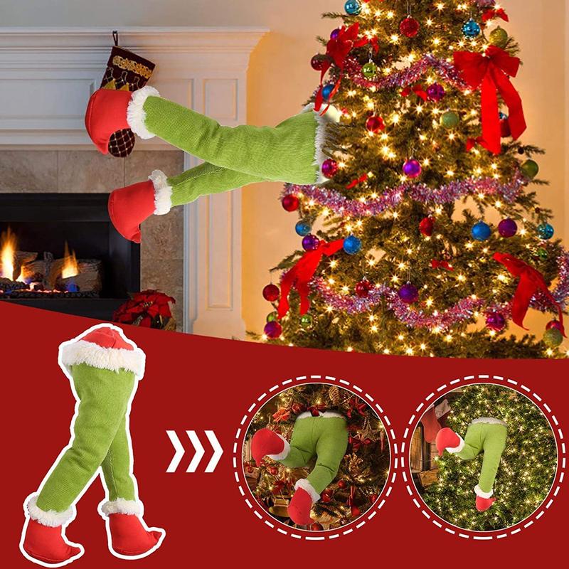 Christmas Elf Legs Tree Decorations - Christmas Tree Decor Elf Stuffed Leg Grinch Decorations Poseable Plush Legs for Tree Ornaments Party Decorations christmas decorations