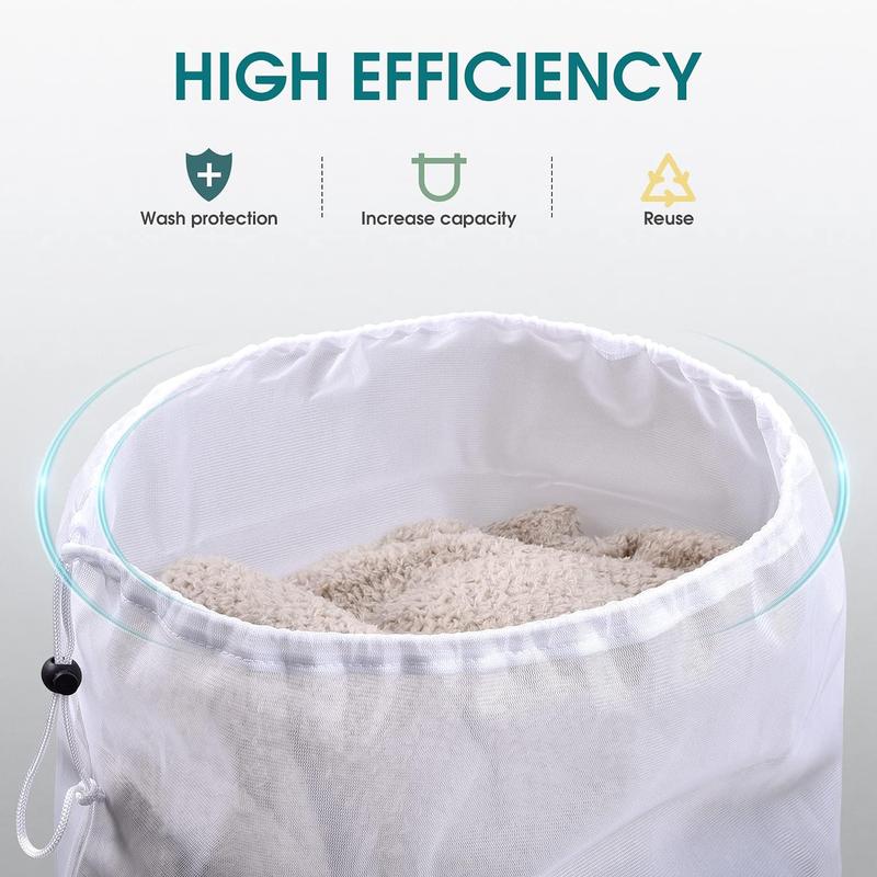 Large Mesh Laundry Bag Drawstring 35 x 24 Inch Laundry Bags Washing Machine 2 Pack Heavy Duty Mesh Washing Bag Dirty Clothes Travel Bag Storage Organizer for Home Dorm Camp Hotel Beach, White