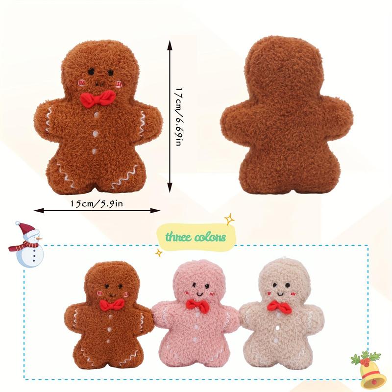 1 Count 3 Colours Available Gingerbread Man Plush Toys Cute Gingerbread Man Plushies Pendant Cartoon Cookie Man Christmas Gift Christmas Tree Decoration Christmas Decor