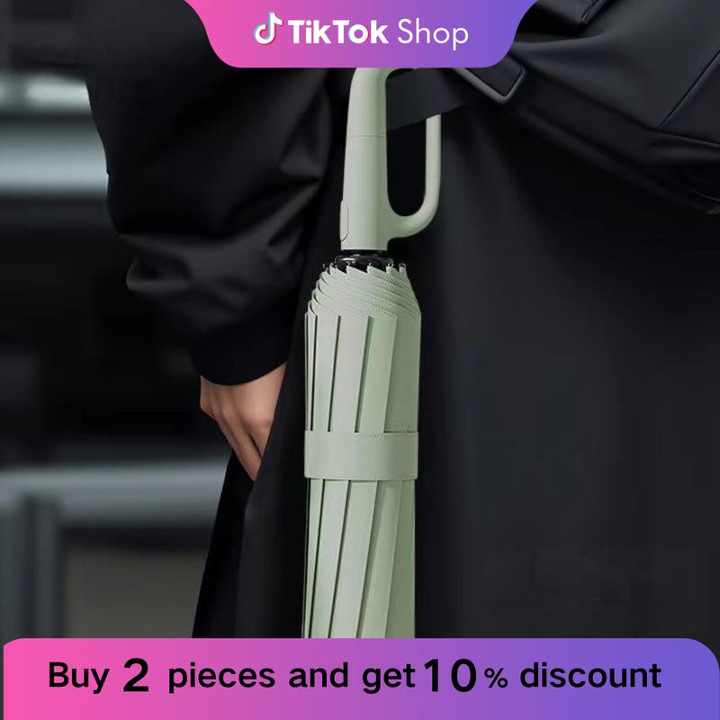 Automatic Umbrella, 1 Count Ring Buckle Windproof Reinforced Umbrella, Folding Umbrella for Women, Suitable for Outdoor Travel Cover