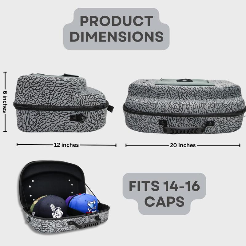 Homiegear Authentic Cap Carrier Case - Water Resistant Crush Proof Storage Bag for All Brands Cap - Elephant Skin - 16 Caps