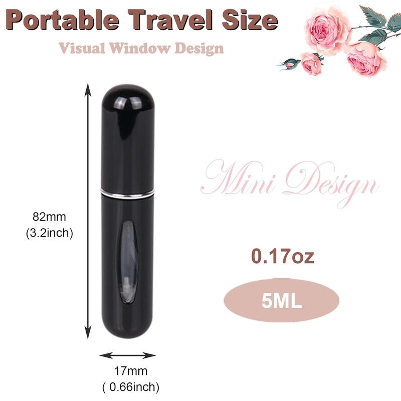 Travel Mini Perfume Refillable Atomizer - Portable Perfume Cologne Spray Container Bottle - Travel Perfume Scent Pump Case Fragrance Empty Spray Bottle for Traveling and Outgoing 5ml (Black)