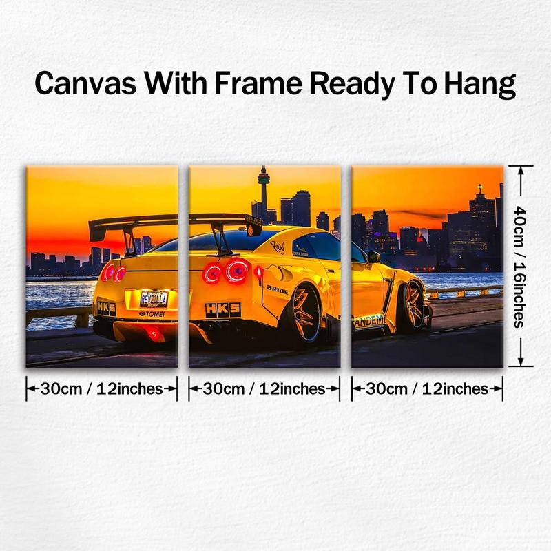 Car Pattern Canvas Painting with Frame, 3 Counts set Modern Wall Art Painting, Canvas Art Wall Art Decor for Home Living Room Bedroom Office, Car Posters Wall Decor, Room Decor, Christmas 2024 Ornament, Christmas Gift Ideas, Stocking Stuffers