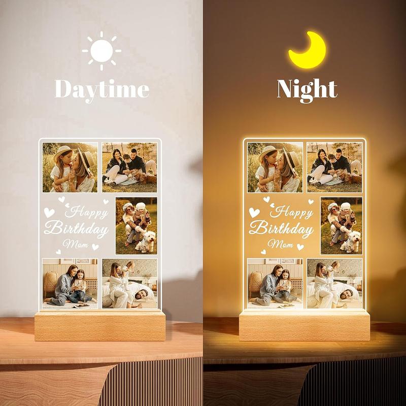 Personalized Christmas Birthday Gifts for Mom from Daughter and Son, Custom Picture Frames with Night Light, Custom Mom Photo Frame, Personalized Photo Gifts for Mom, Baby, Kid, Family