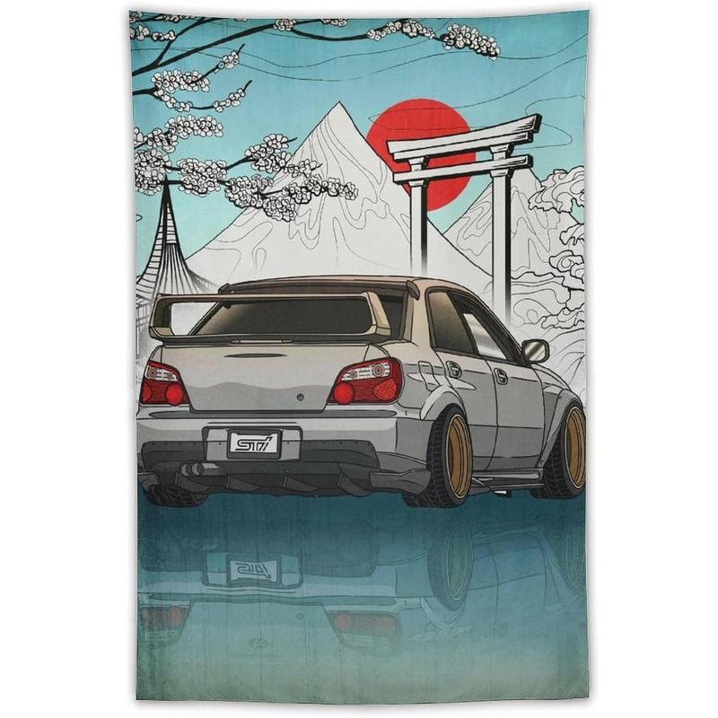 Cloth Peach Skin Velvet 7josnmre Impreza Wrx Jdm Car Art Japan Fuji Temple Sunset Tapestry Wall Hanging Funny Wall Tapestry for Bedroom Living Room Office Classroom Dorm Ceiling Home Wall Decor Art Tapestries 40