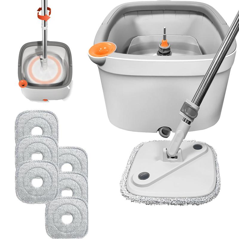 TikStar Spin Mop & Bucket Set with Self-Separating Dirty Water & Clean Water System, Self-Drying 360° Spin Square Mop Head for Hardwood Tile Marble Floors,Cleaning Mop after the party,adjustable hand tool