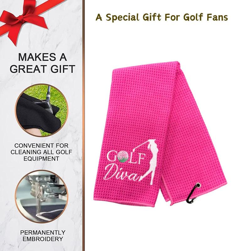 Golf Club Pattern Golf Towel, Soft Breathable Golf Towel with Buckle, Funny Golf Towel for Men & Women, Embroidered Golf Towels with Clip for Golf Bags