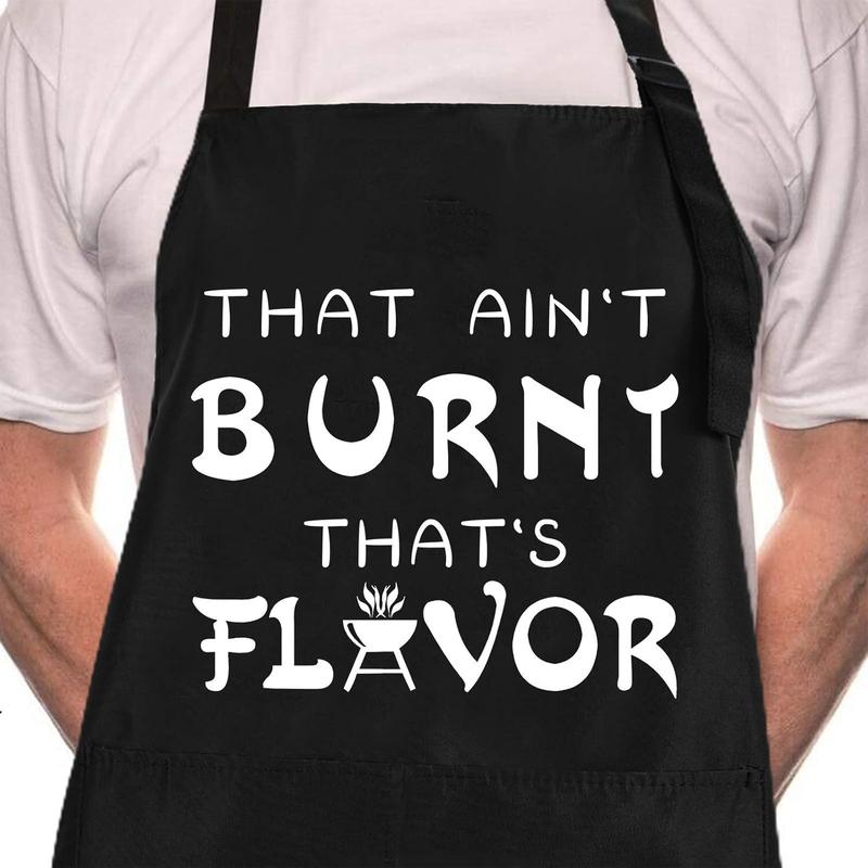 Funny BBQ Black Chef Aprons for Men, Grill Apron Adjustable  Cooking Aprons with Pocket Waterproof Oil Proof Valentine's Day Birthday