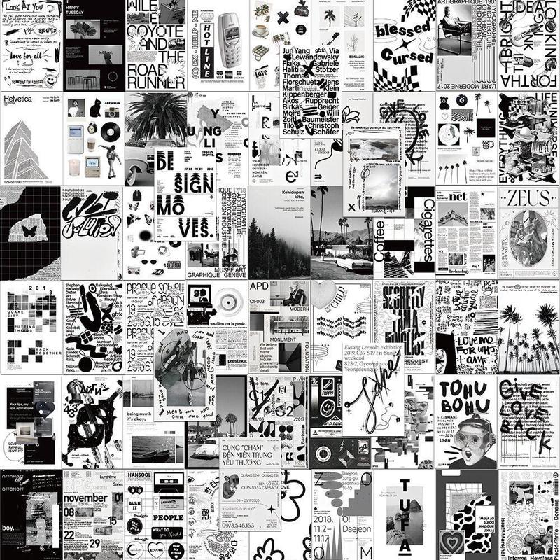 Black and White Series Graffiti Stickers, 60pcs Waterproof Decorative Stickers, DIY Creative Toys, Modern Creative Decoration Stickers, Party Favor, Gifts for Boys Girls