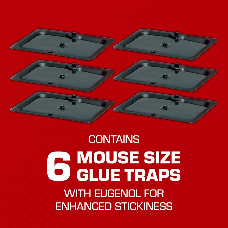 Glue Traps Mouse Size with Eugenol for Enhanced Stickiness for Mice, Cockroaches, and Spiders, 6 Traps