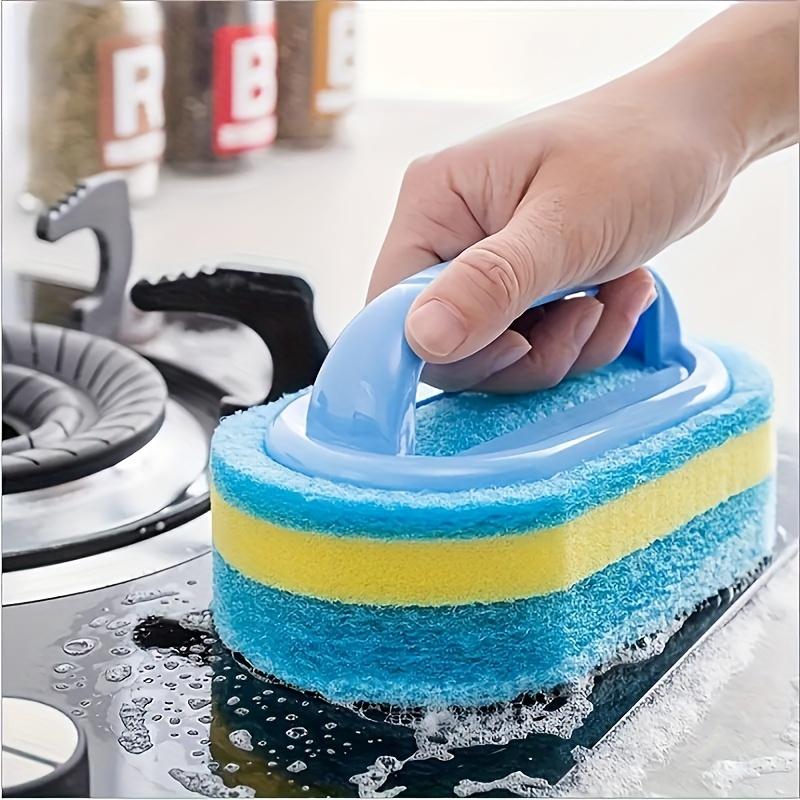 Deluxe Bathroom & Kitchen Scrubbing Powerhouse - Ergonomic Handle, Durable Cleaning Sponge, Pot Brush, Tile Scrubber, Dishwashing Sponge Brush, Wall & Toilet Cleaner - Power Decontamination, Easy Cleaning Supplies