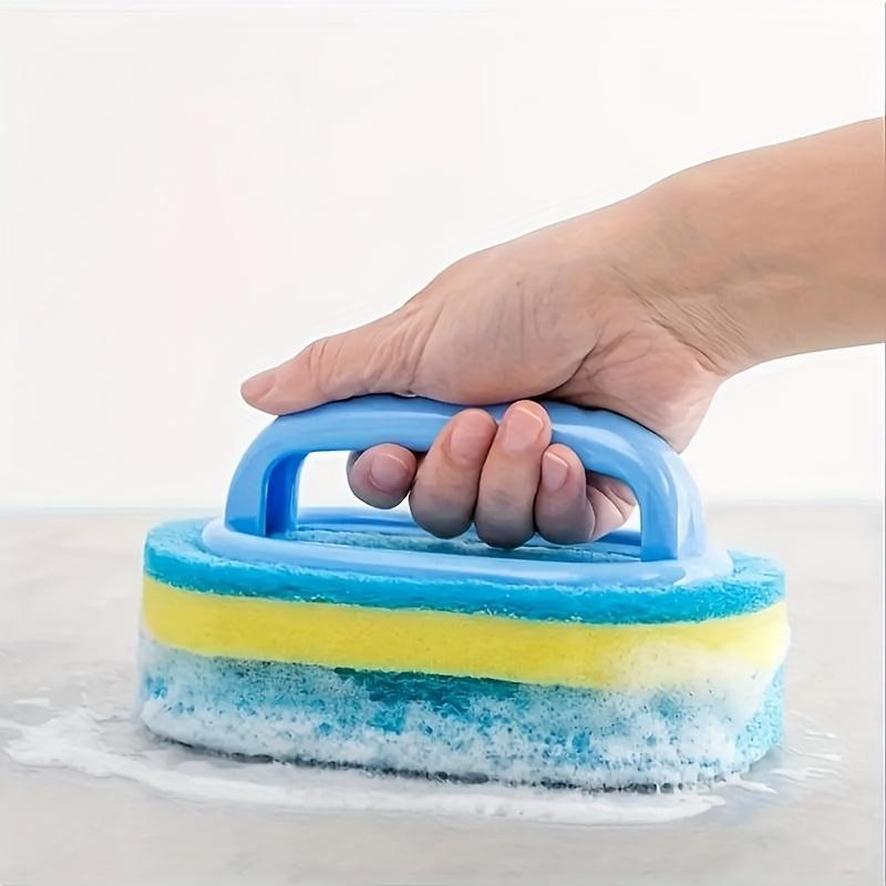 Deluxe Bathroom & Kitchen Scrubbing Powerhouse - Ergonomic Handle, Durable Cleaning Sponge, Pot Brush, Tile Scrubber, Dishwashing Sponge Brush, Wall & Toilet Cleaner - Power Decontamination, Easy Cleaning Supplies