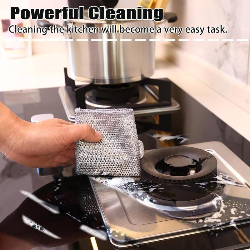 18 Pcs New Upgrade Steel Wire Dishcloth,Double-Layer Powerful Cleaning Non-Scratch Wire Dishcloth Rag for Cookware, Sinks, Dishes, Stove Tops Kitchen Cotton Set Comfortable