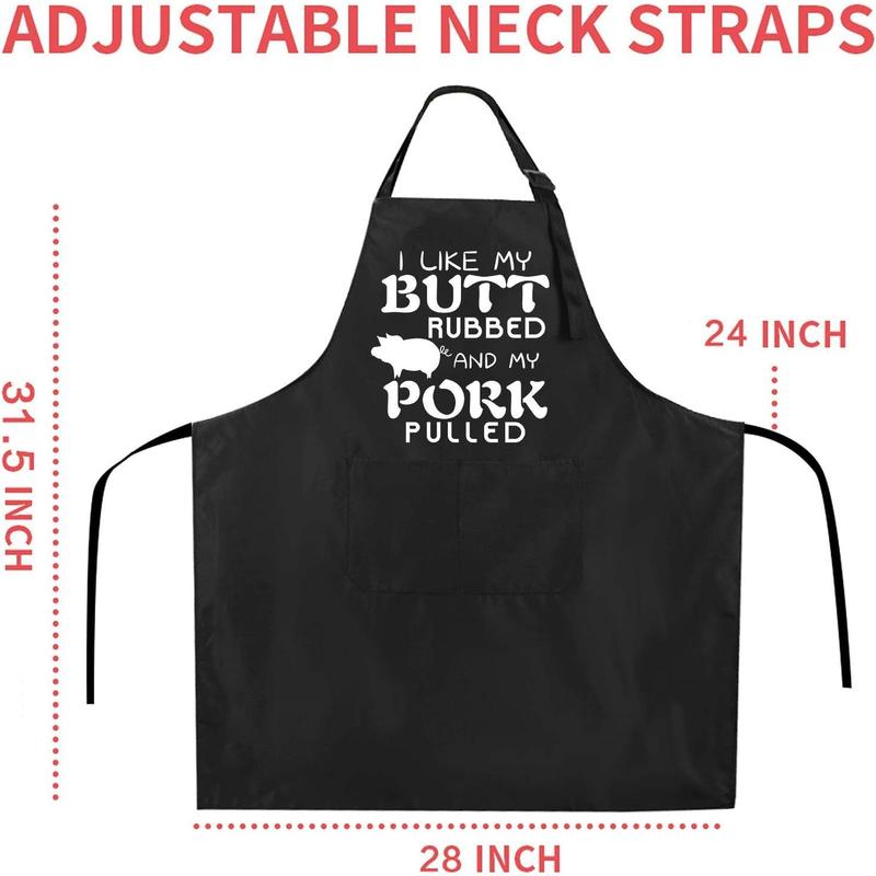 Funny BBQ Black Chef Aprons for Men, Grill Apron Adjustable  Cooking Aprons with Pocket Waterproof Oil Proof Valentine's Day Birthday