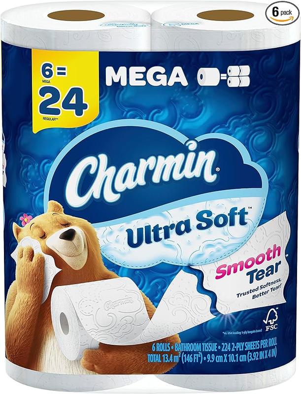 Ultra Soft Toilet Paper 6 Mega Rolls = 24 Regular Rolls