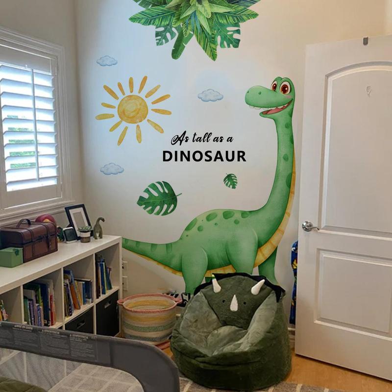 Cartoon Dinosaur & Sun & Plant Pattern Wall Sticker, 1 Set Creative Wall Decal, Wall Art Decorative Sticker for Home Bedroom Living Room