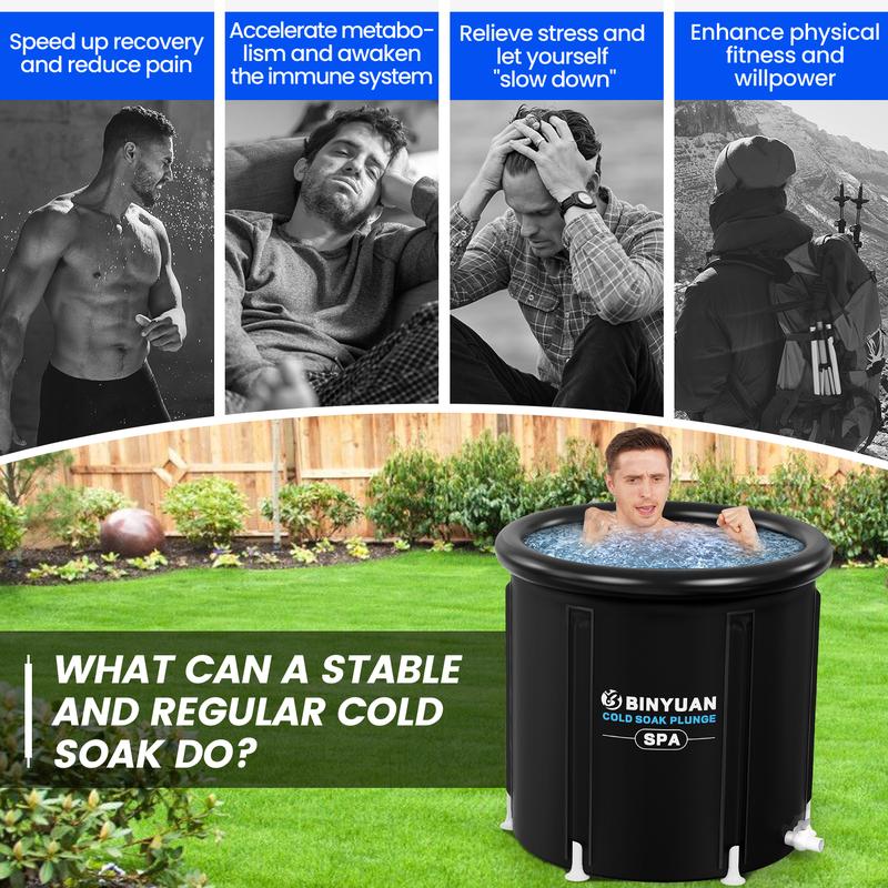 Binyuan B&Y XL Ice Bath Tub for Athletes With Cover, 99 Gal Cold Plunge Tub for Recovery, Multiple Layered Portable Ice Bath Plunge Pool Suitable for Gardens, Gyms and Other Cold Water Therapy Training