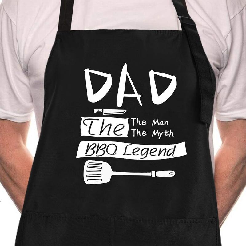 Funny BBQ Black Chef Aprons for Men, Grill Apron Adjustable  Cooking Aprons with Pocket Waterproof Oil Proof Valentine's Day Birthday