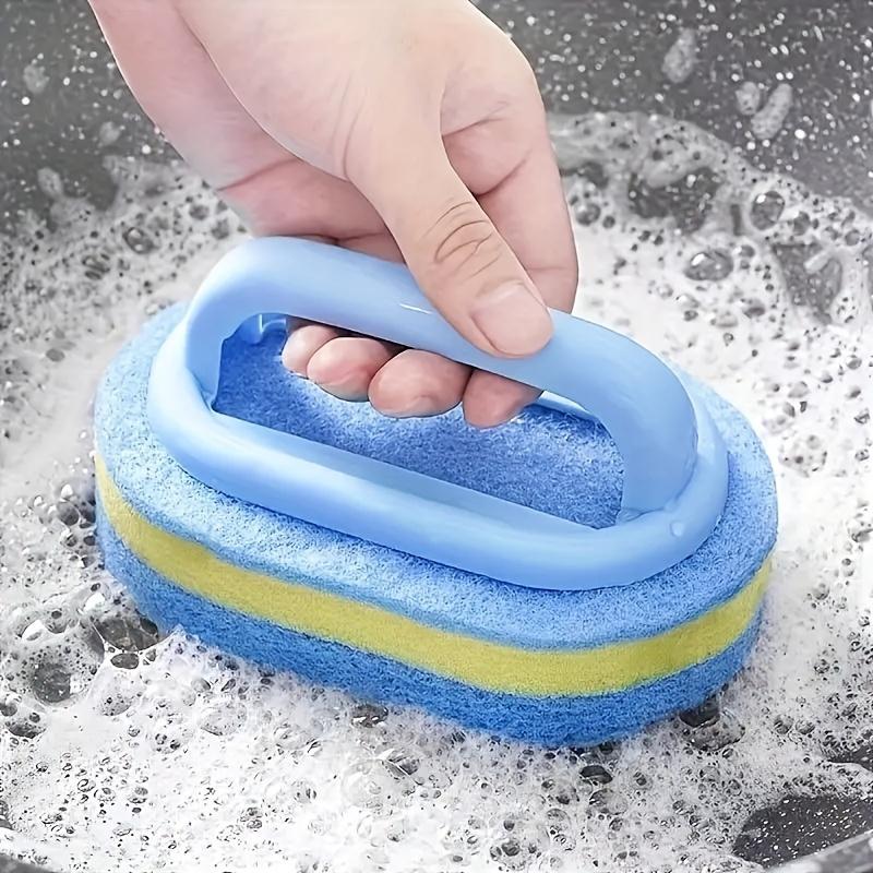 Deluxe Bathroom & Kitchen Scrubbing Powerhouse - Ergonomic Handle, Durable Cleaning Sponge, Pot Brush, Tile Scrubber, Dishwashing Sponge Brush, Wall & Toilet Cleaner - Power Decontamination, Easy Cleaning Supplies