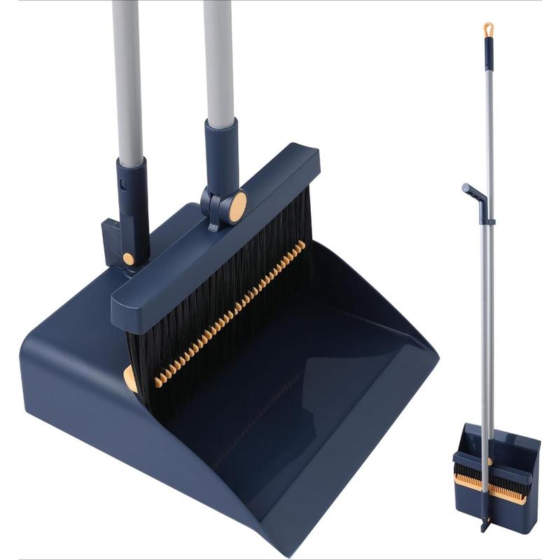 Broom and dustpan set, 54 inch adjustable long handle dustpan and brush set, comb teeth indoor outdoor garden, home yard, yard, kitchen cleaning and sweeping