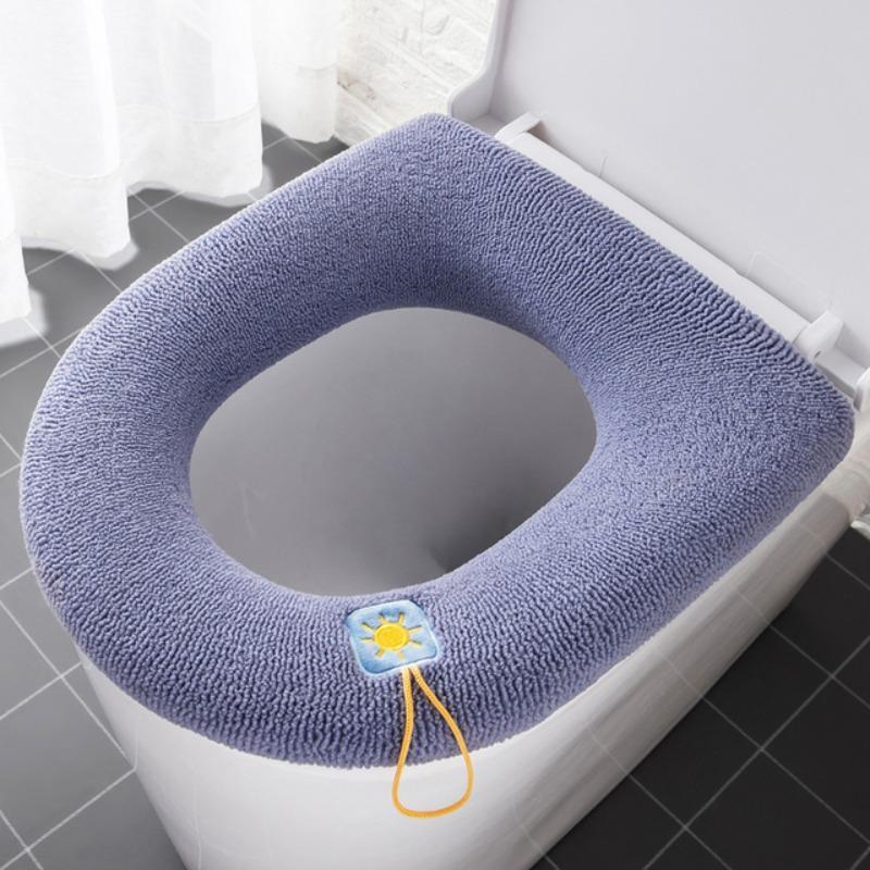 Thickened Warm Toilet Seat Cover, 1 Count Washable Toilet Seat Cushion, Non-slip Bathroom Accessories For Home & Dormitory