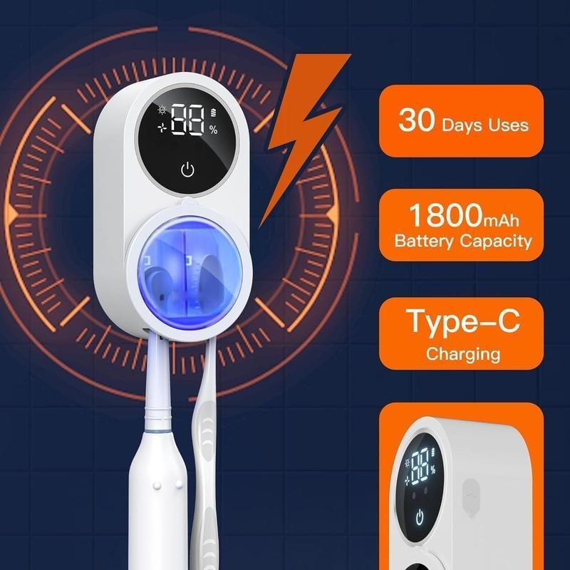 Wall Mounted Toothbrush Sterilizer, 1 Box Toothbrush Holder, UV-C Toothbrush Holder with LED Smart Screen, Personal Care Appliances