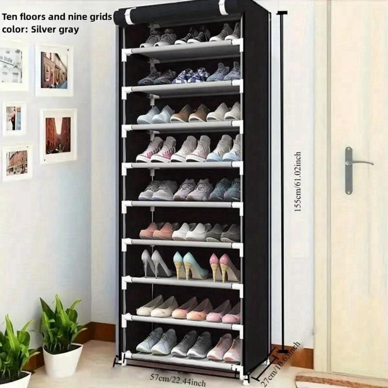 Non-woven 10-layer Household Shoe Rack, Zipper Dust Shoe Rack Shoe Organizer, for Living Room Garage Balcony, Home Decorative