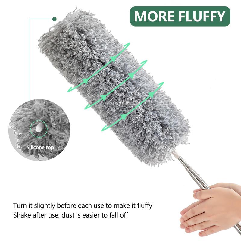 Extra-Long Dusters with Extension Pole 100-inch for Cleaning, Bendable Microfiber Head Washable Ceiling Fan Duster for High Ceilings