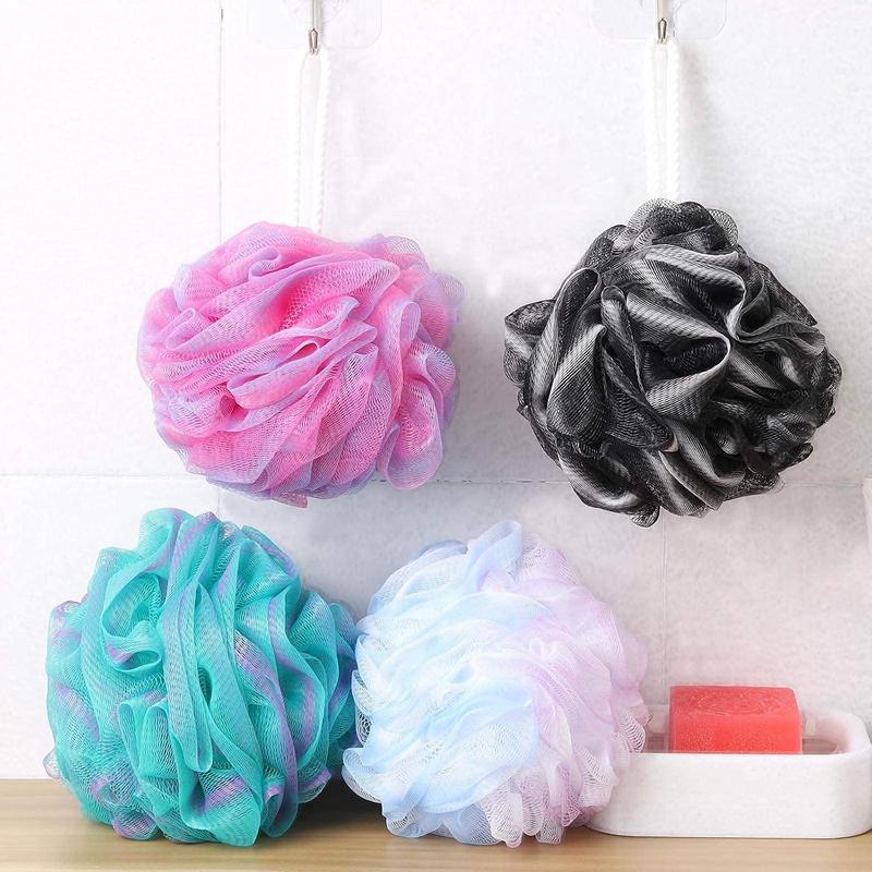 4 count Shower Loofahs Bath Sponges 60g Bath Scrunchies Mesh Pouf  Loofa for  Washing