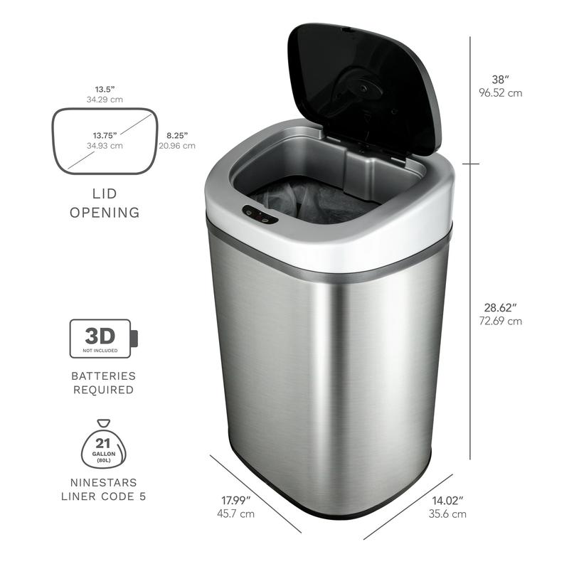 Nine Stars 21.1 Gallon Trash Can, Motion Sensor Touchless Kitchen Trash Can, Stainless Steel || STEPHEN