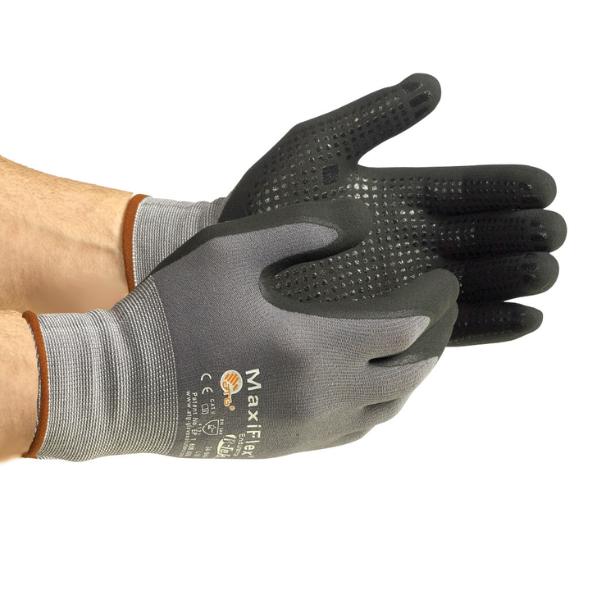 MaxiFlex Endurance 34-844 Seamless Knit Nylon Glove with Nitrile Coated Grip (Pack of 12) - Black and Gray - Cleaning