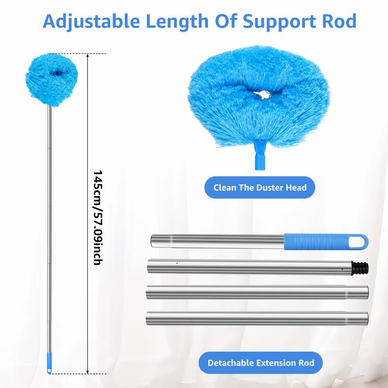 Ceiling Fan Cleaner Duster with 57 Inch Telescopic Handle Reusable Fibre Ceiling Fan Blade Cleaner with Removable Cleaning Head Hanging Ceiling Fan Cleaner