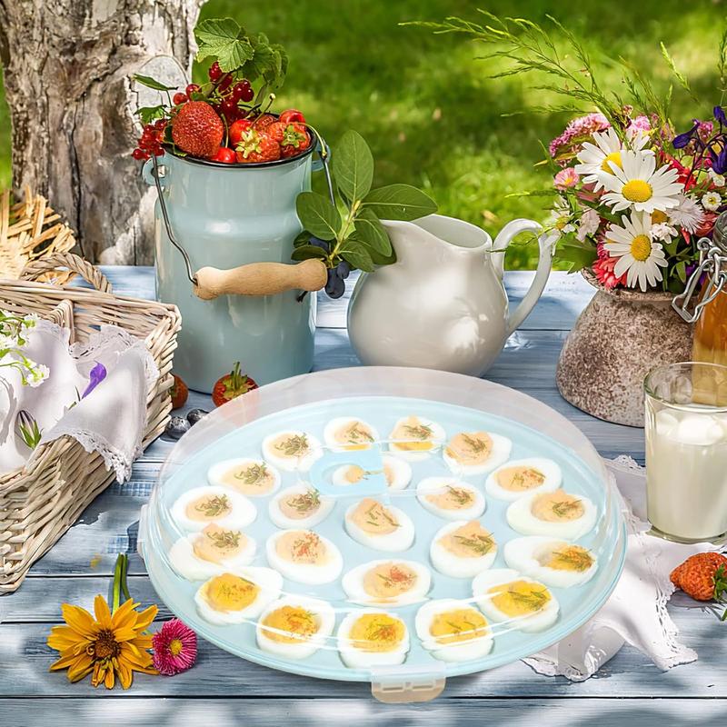 1 or 3 PCS Deviled Egg Containers with Lid, Blue Deviled Egg Platter, deviled egg carrier with 66 Slots for Holidays Parties Home Kitchen