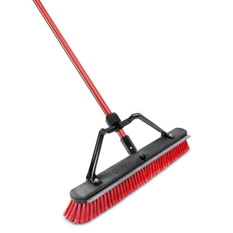 24 In. Heavy-Duty Multi-Surface Squeegee Push Broom with Brace and Steel Handle