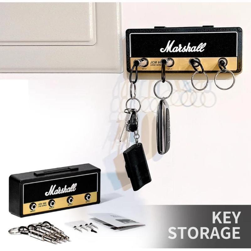 Vintage Marshall Jack Rack 4 Keychains Holder Black And White, Standard Wall Mountable Key Storage Rack, Idea For Decorate Your House, Room Organiser