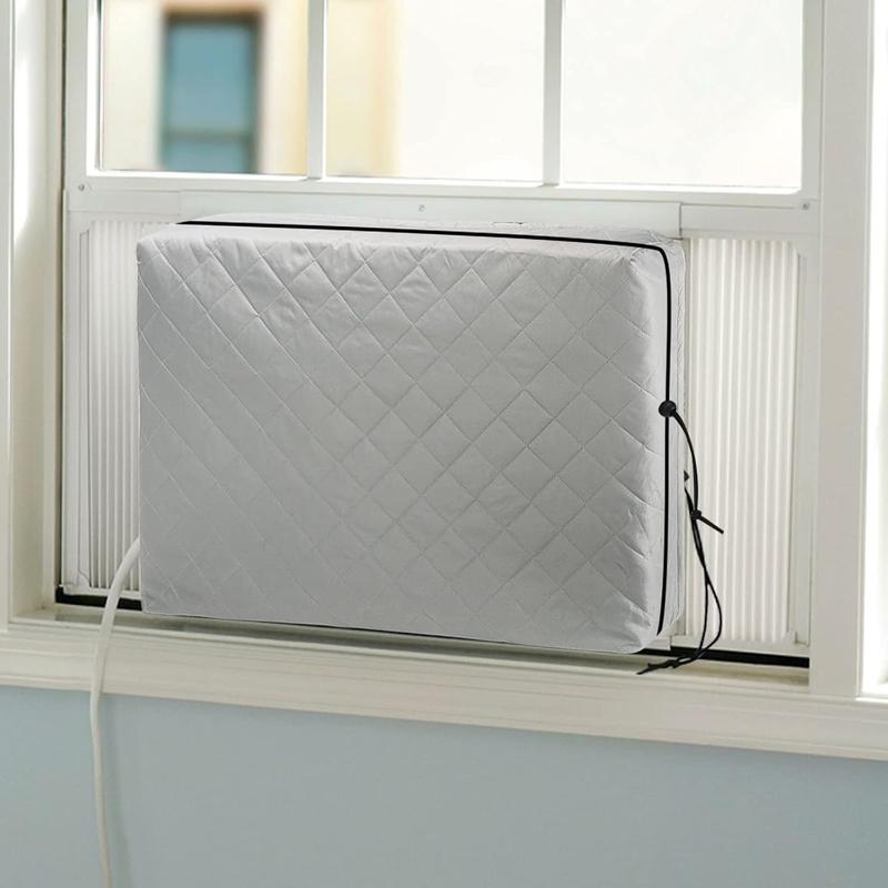 Indoor Air Conditioner Cover, AC Unit Window Cover for Inside Double Insulation with Elastic Drawstring 25L x 17H x 3.5D inches Grey