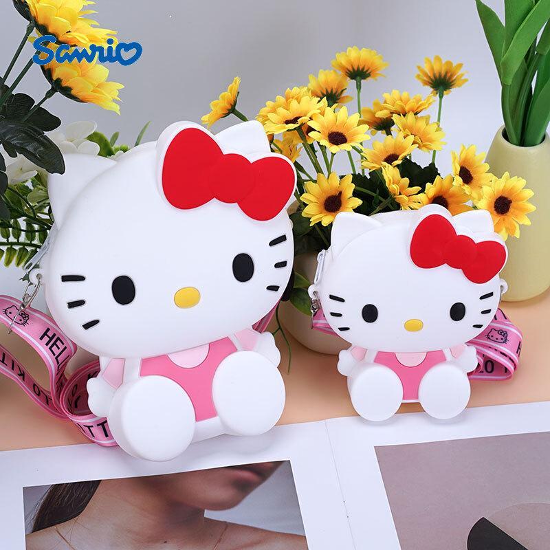 Cartoon Hello Kitty Design Silicone Storage Bag, Large Capacity Zero Wallet, Messenger Bag, Lightweight Sports Storage Bag for Daily Travel Sports